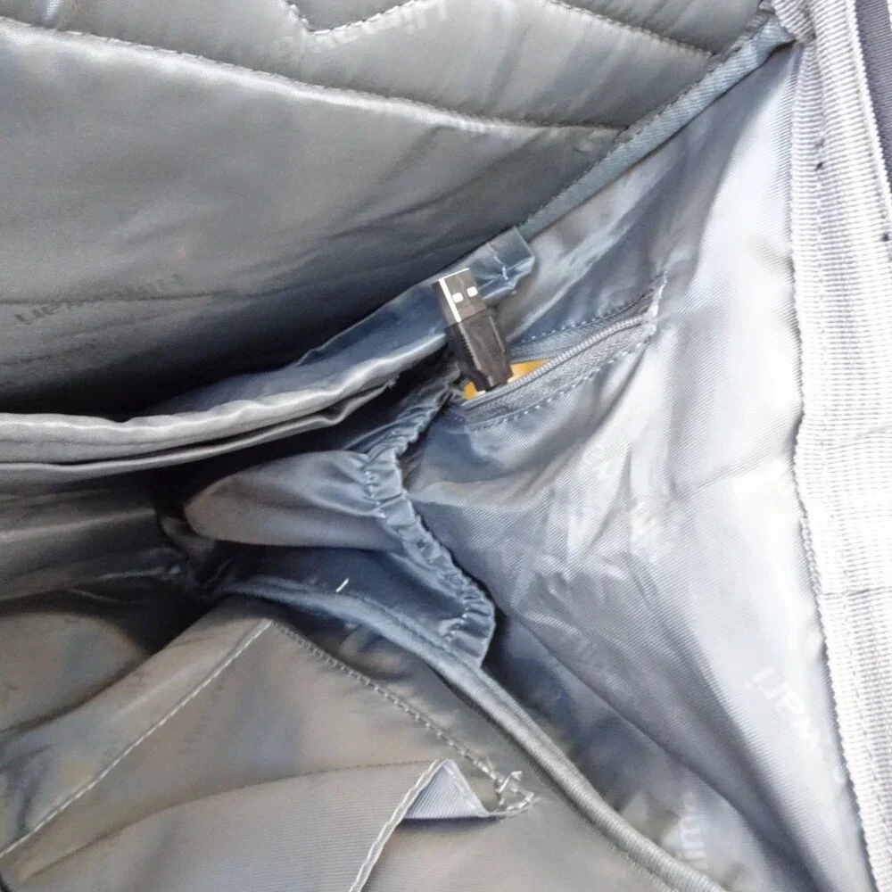 Himawari‎ Red, White & Blue Canvas Laptop Backpack USB Port Inner Pockets